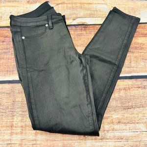 Paige Women Verdugo Ultra Skinny Jeans Black Silk Wax Coating Size 29 Mid Rise